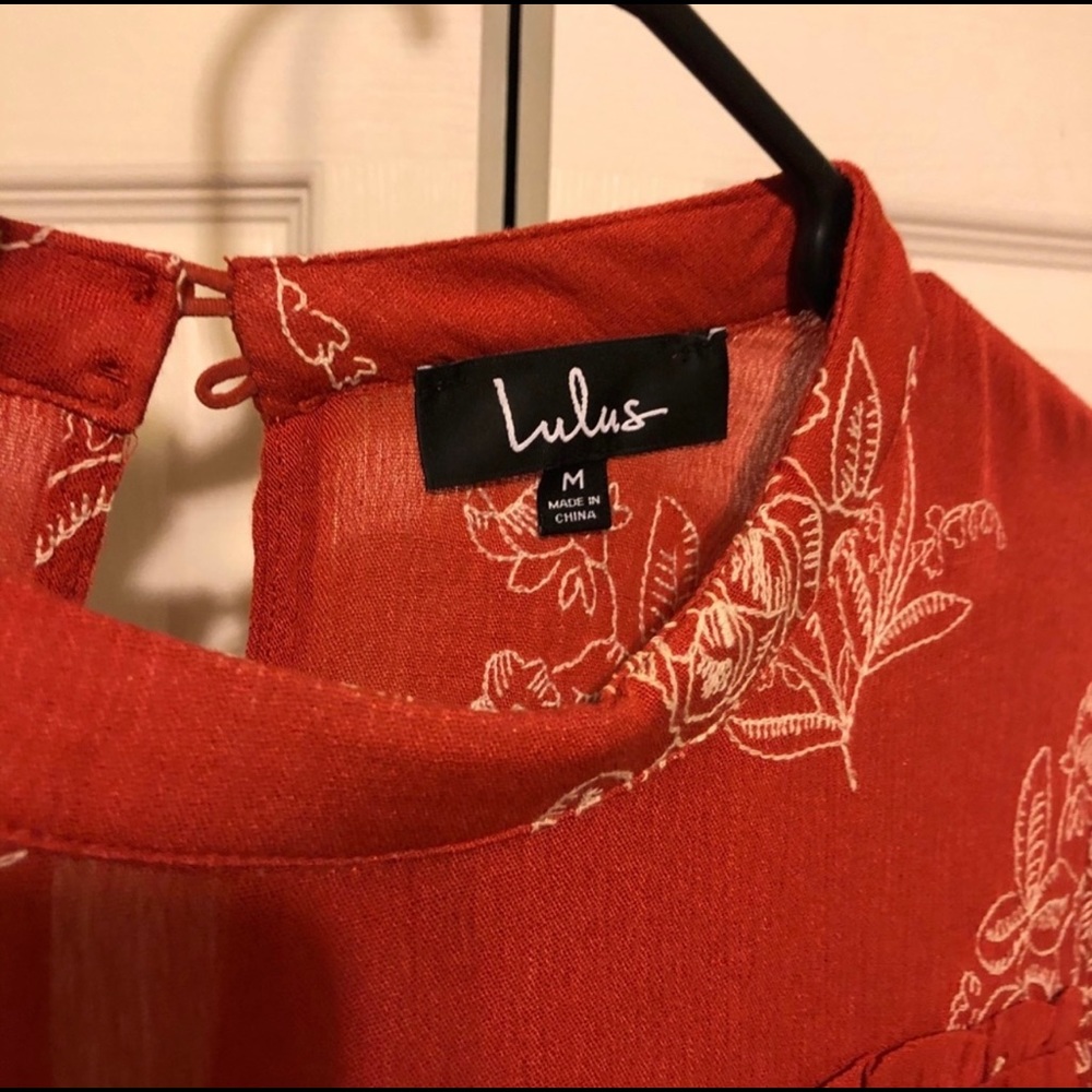Lulu’s ‘No One Quite Like You’ Rust Orange Embroidered Shift Dress - Picture 7 of 16